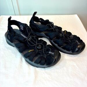 Keen Whisper Sandals Women's Sz 8 Hiking Waterproof Bungee Cinch Black 1003709